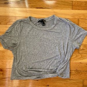 Forever 21 Gray Crop Top with Knot Detail